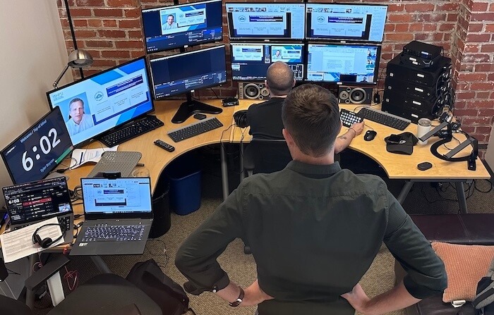 Worktank team monitoring an event from a studio.
